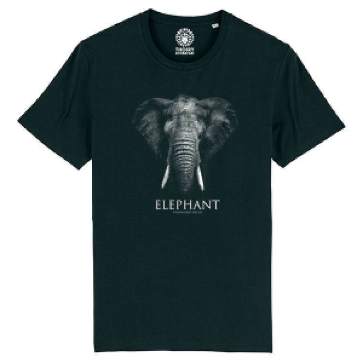 T-shirt unisexe bio &Eacute;l&eacute;phant Gamme Black Zoo de Thoiry + transfert Col Black L