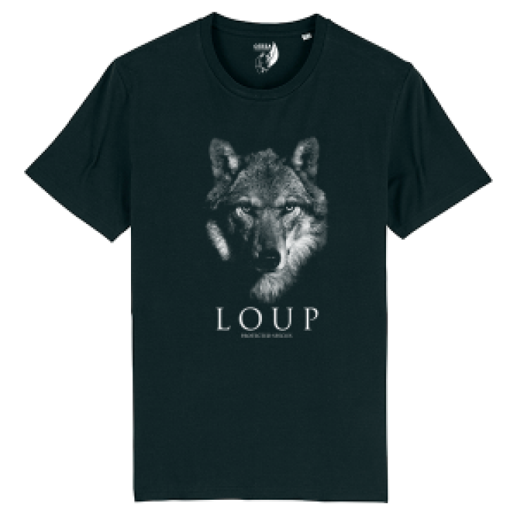 T-shirt unisexe bio Loup Gamme Black + transfert Col Cerza Black S