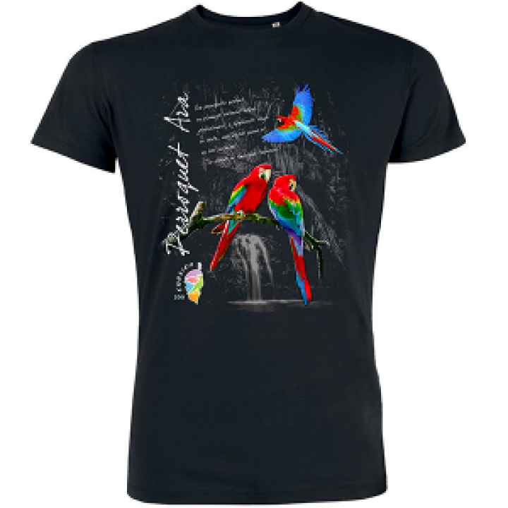 Tshirt unisexe bio Perroquets Aras Zoo Corsica Black M