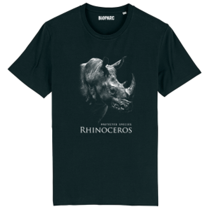 Tshirt unisexe bio Rhinoceros Gamme Black  transfert Col Bioparc Black S