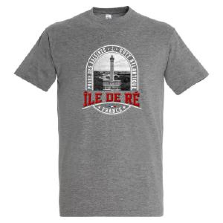 Tshirt unisexe Blason Île de Ré Phare des Baleines Gris Chiné M