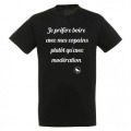 T-shirt unisexe Boire avec Mes Copains (Belle &Icirc;le dans le Tampon) Noir Profond S