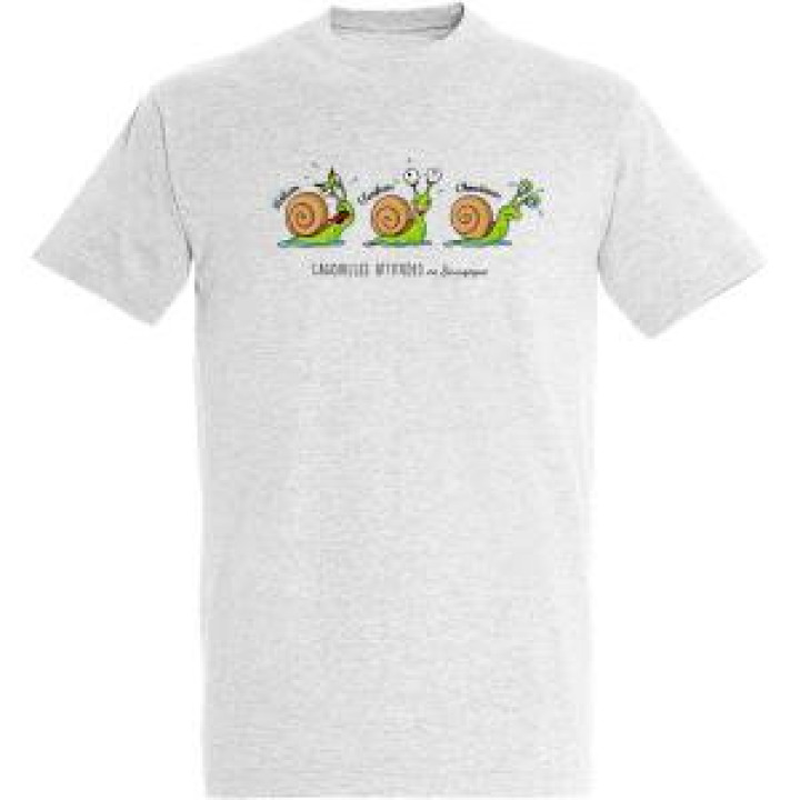 Tshirt unisexe Cagouille Attitude Bourgogne Blanc Chiné S