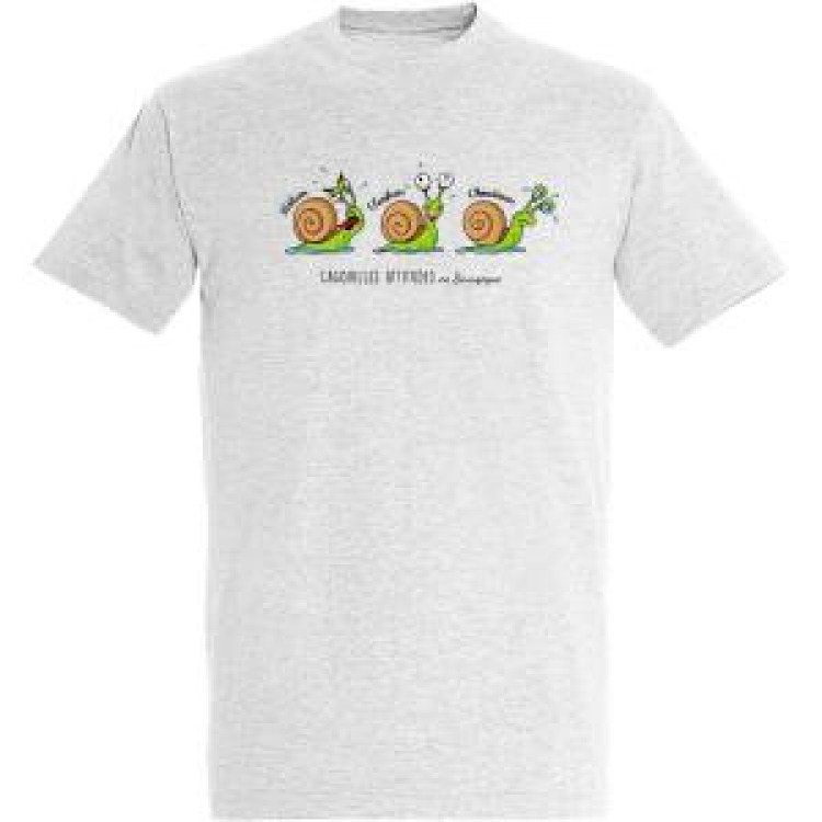 T-shirt unisexe Cagouille Attitude Bourgogne Blanc Chiné S