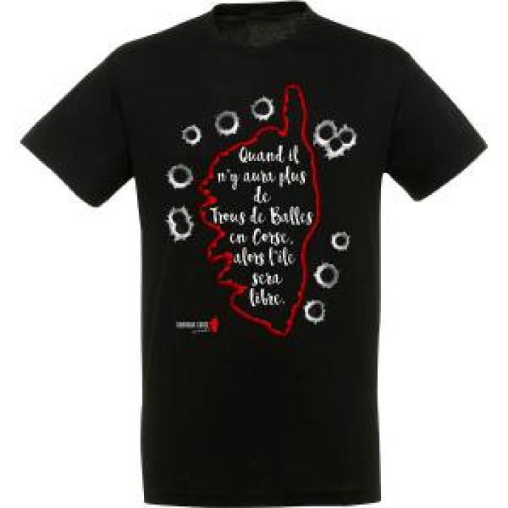 Tshirt unisexe Carte de Corse Trous de Balles Noir Profond M