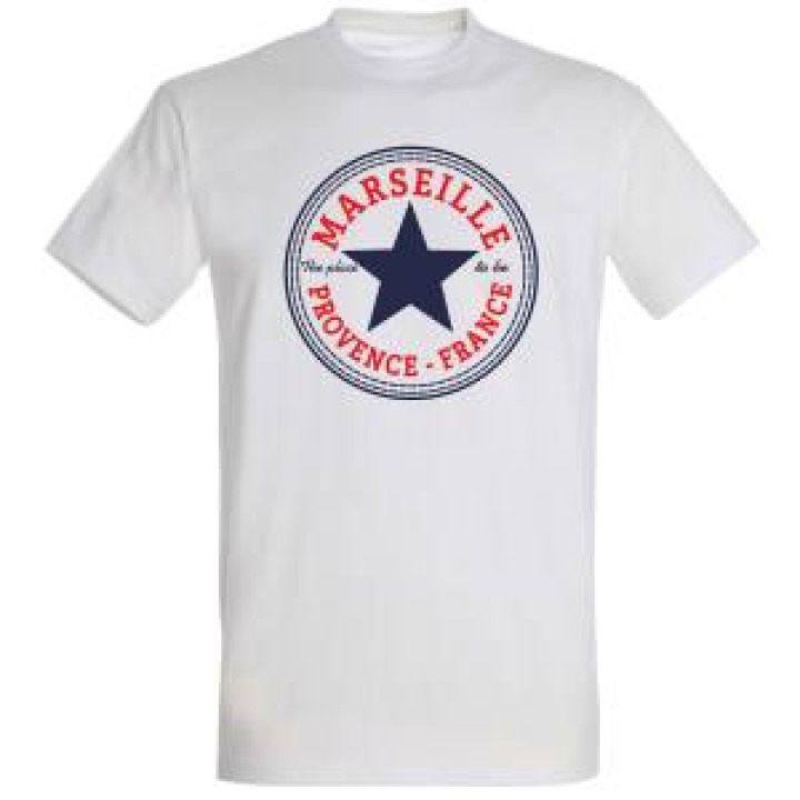 Tshirt unisexe Cercle Etoile Marseille Méditerranée Blanc S