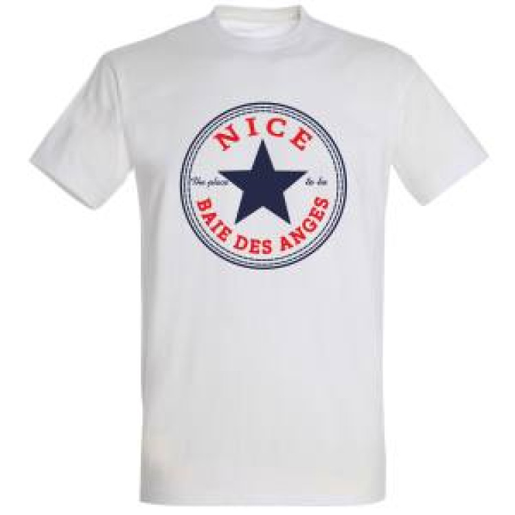 T-shirt unisexe Cercle Etoile Nice Baie des Anges Blanc XL