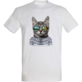 T-shirt unisexe Chat Lunettes Biarritz France Blanc XS