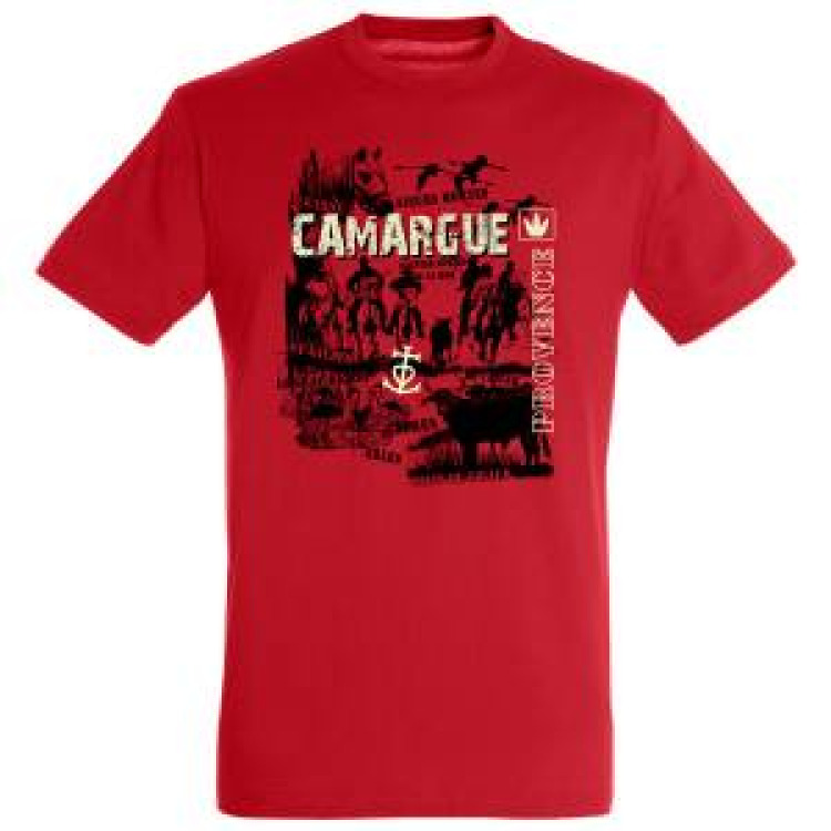 T-shirt unisexe Cheval Camargue Provence Rouge Tango S