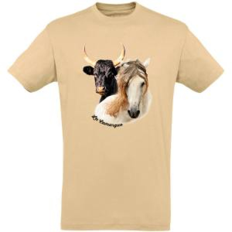T-shirt unisexe Cheval + Taureau Camargue Rouge S