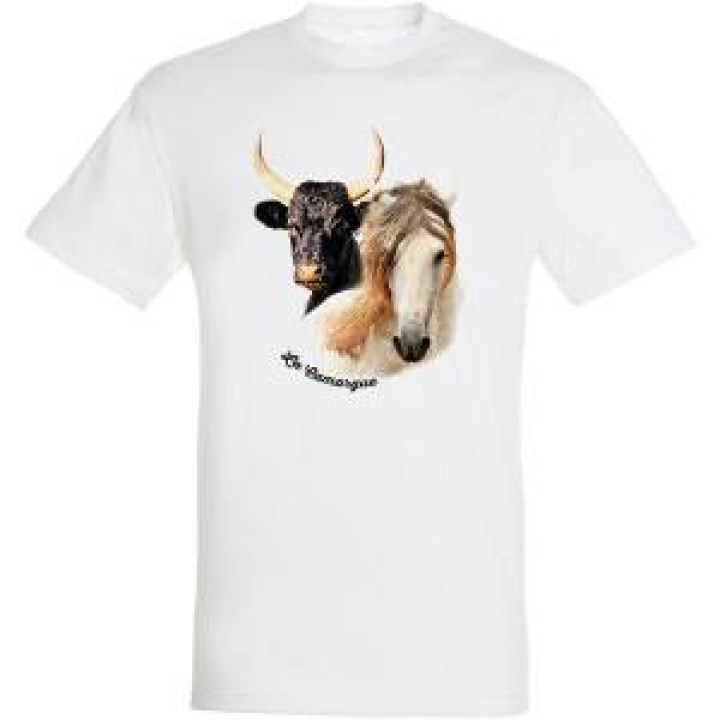 Tshirt unisexe Cheval  Taureau Camargue Blanc M