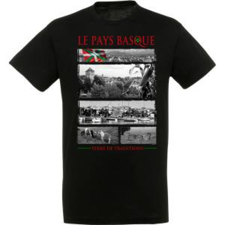Tshirt unisexe Cinq Vues Pays Basque Noir Profond XS