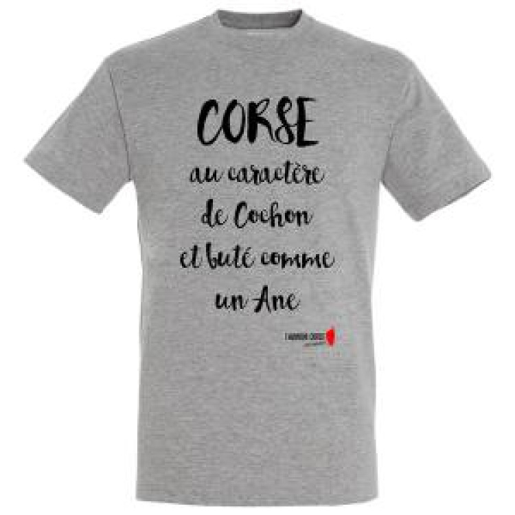 T-shirt unisexe Corse Au Caractère... Bute Gris Chiné L
