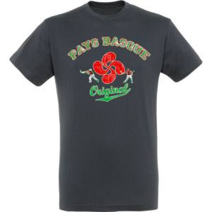 Tshirt unisexe Croix Basque Original Pays Basque Gris Souris S