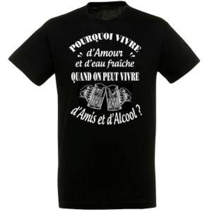 Tshirt unisexe Damour et Deau Fraiche Noir Profond S