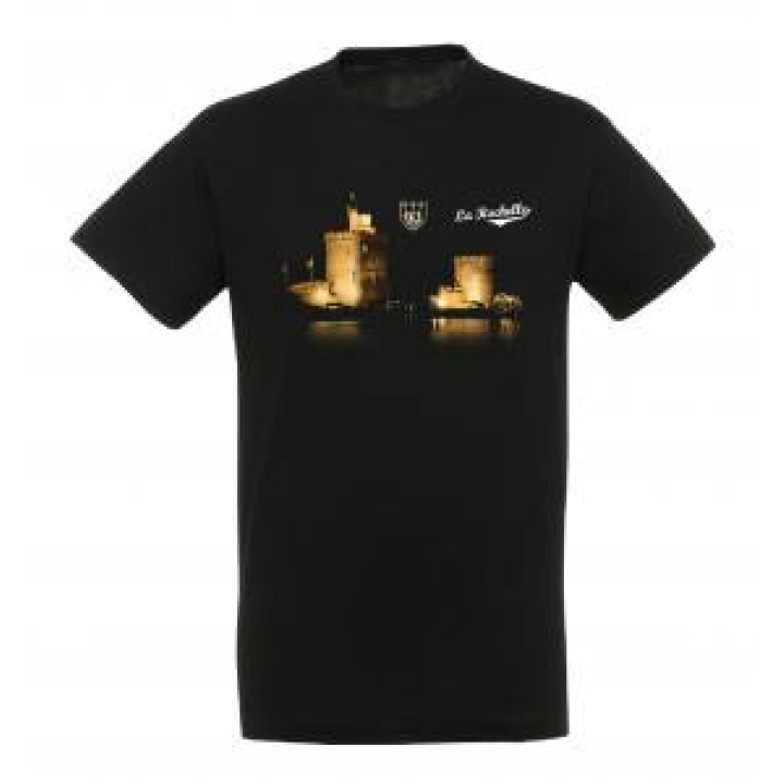 Tshirt unisexe Deux Tours de la Rochelle Noir Profond M