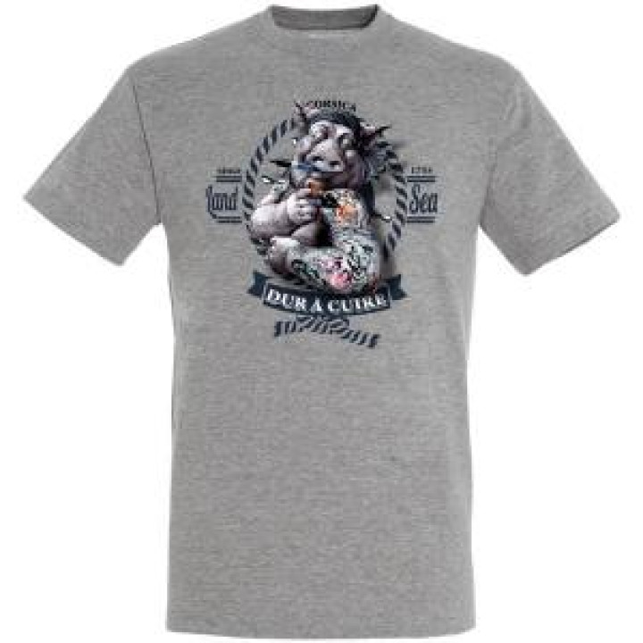 Tshirt unisexe Dur à Cuire Corsica Gris Chiné M