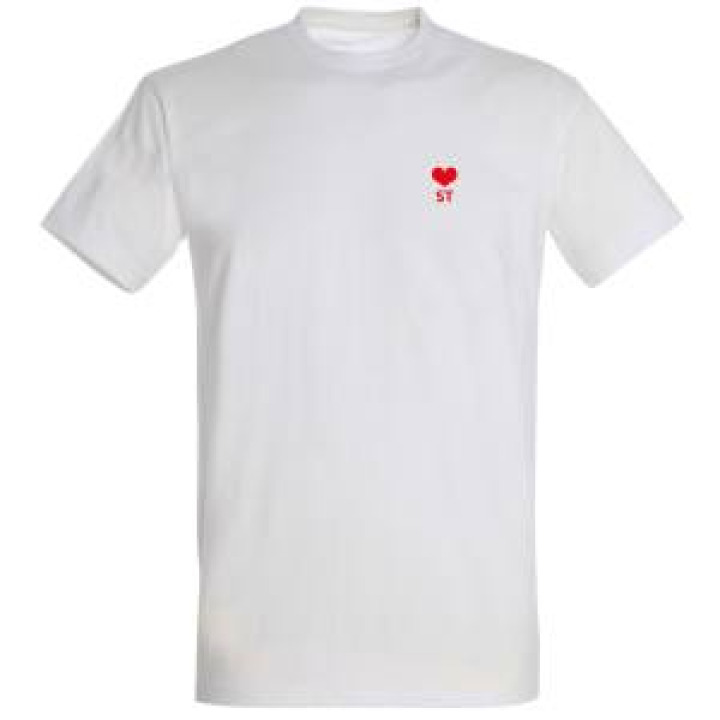 Tshirt unisexe E1331 Ref 25714 pocket Cœur Saint  dos Saint Tropez French Riviera France Blanc