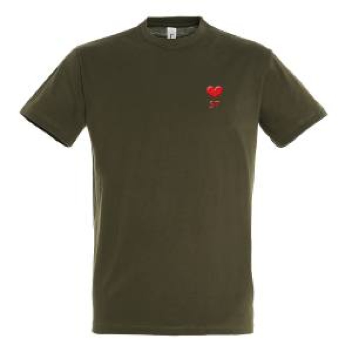 Tshirt unisexe E1331 Ref 25714 pocket Cœur Saint En Rouge Army S