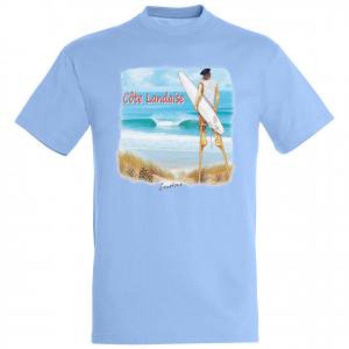 Tshirt unisexe Echassier Surfeur sous tons Bleu Ciel M