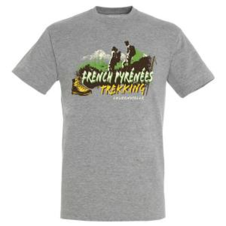 Tshirt unisexe French Pyrénées Trekking Loudenvielle Gris Chiné M