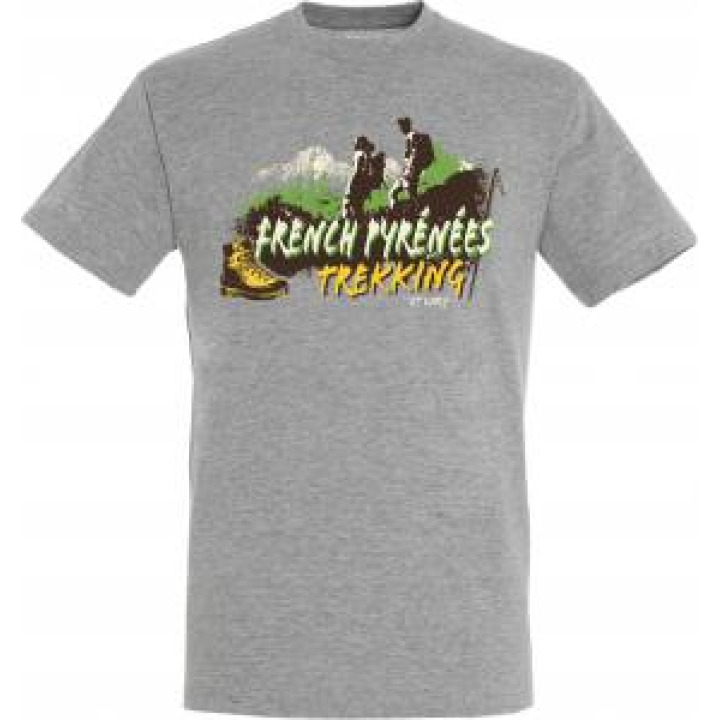 Tshirt unisexe French Pyrénées Trekking Saint Lary Gris Chiné S