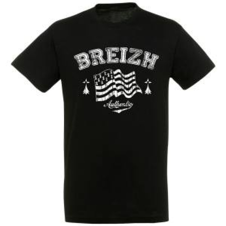 Tshirt unisexe Grand Drapeau Bretagne 17287 Noir Profond S
