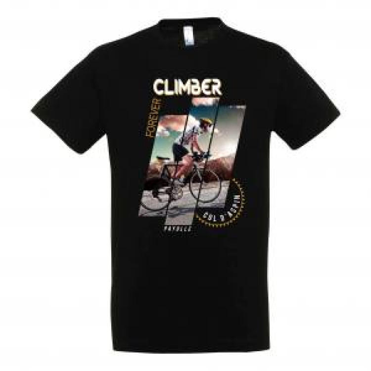 T-shirt unisexe Grimpeur Climber Forever Payolle Col d&rsquo;Aspin Noir Profond M