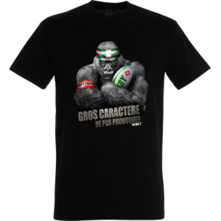 T-shirt unisexe Gros Caract&egrave;re Biarritz Noir Profond XS