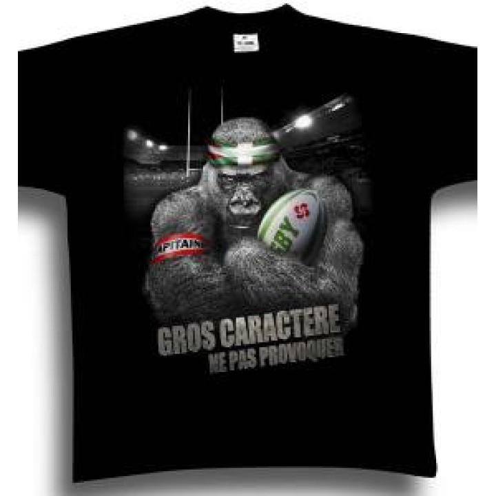 Tshirt unisexe Gros Caractère Gris Chiné S