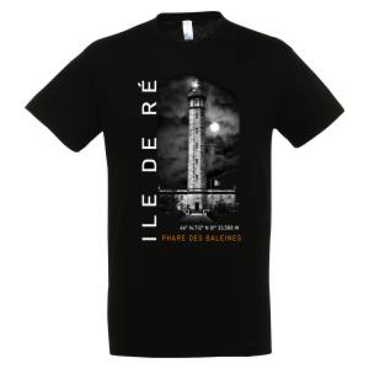 T-shirt unisexe Ile de Re le Phare des Baleines Noir Profond XL