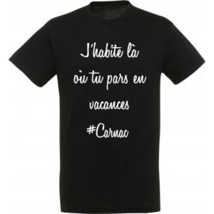 Tshirt unisexe Jhabite Ou Tu Pars en Vacances Carnac Noir Profond S
