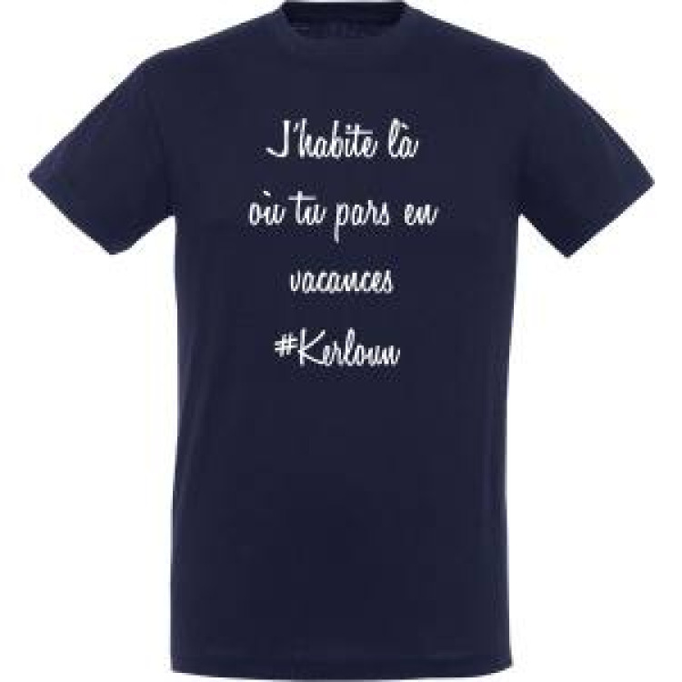 T-shirt unisexe J'habite o&ugrave; tu pars en vacances... Kerlouan Marine S