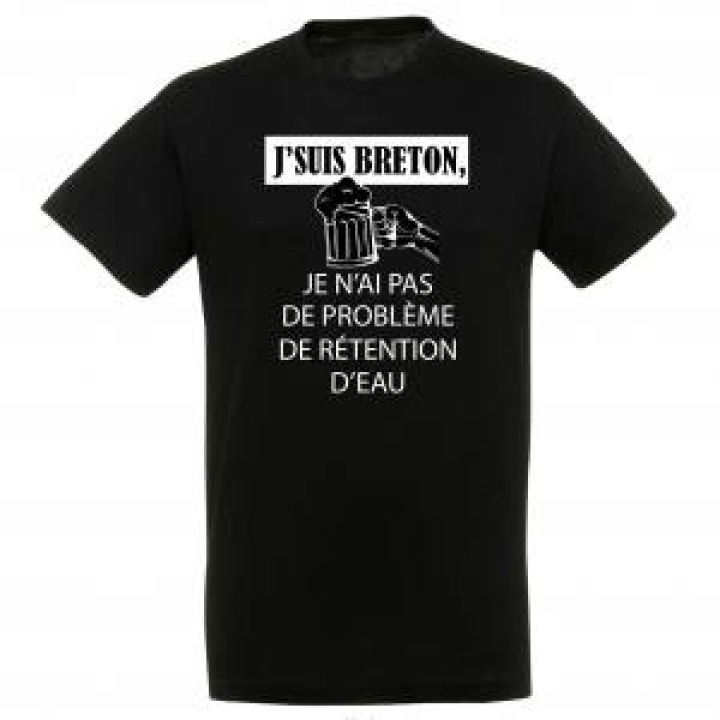 Tshirt unisexe Jsuis Breton Pas Probleme Deau Noir Profond S