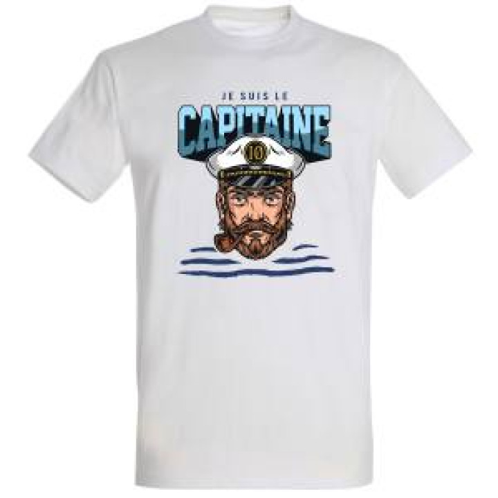 Tshirt unisexe Je suis le Capitaine Io  transfert Col Exclusif Blanc M