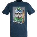 T-shirt unisexe Keep Nervous Guy Loup Bonnet Saint Lary Denim XS