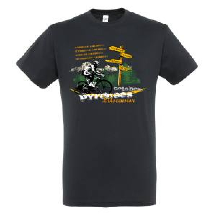 T-shirt unisexe L'ascension les Cols Pyr&eacute;n&eacute;es Col d&rsquo;Aubisque/ Col du Tourmalet/ Col de Peyresourde/ Col d&rsquo;Aspin Gris Souris S
