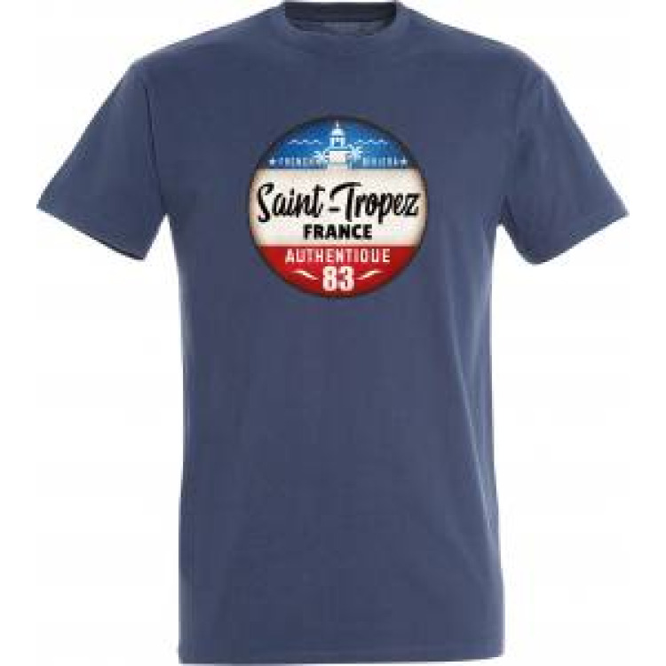 T-shirt unisexe (Le Clocher) French Riviera Saint Tropez France Authentique 83 Denim S