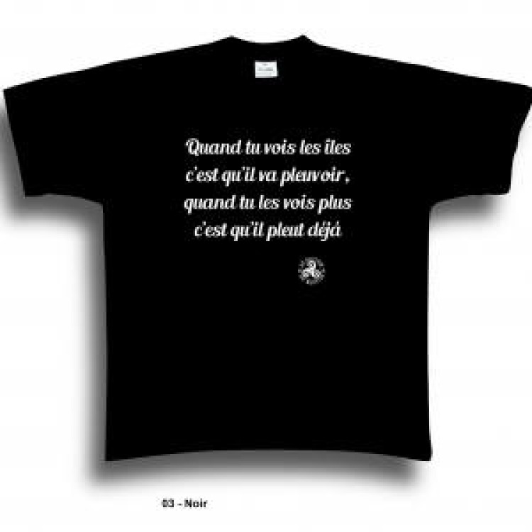 T-shirt unisexe Les Iles, Il Pleut (Hm1004) Noir Profond S