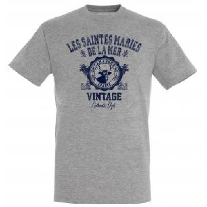 Tshirt unisexe Les Saintes Maries de la Mer Vintage Tête de Taureau Camargue Denim S