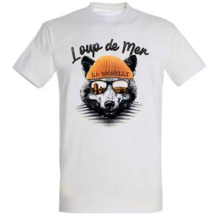 T-shirt unisexe Loup de Mer Lunettes avec les Tours la Rochelle Blanc XS