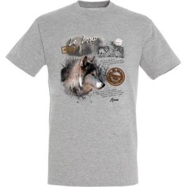 T-shirt unisexe Loup Laruns Gris Chin&eacute; XS