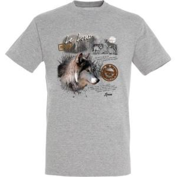 Tshirt unisexe Loup Laruns Gris Chiné S
