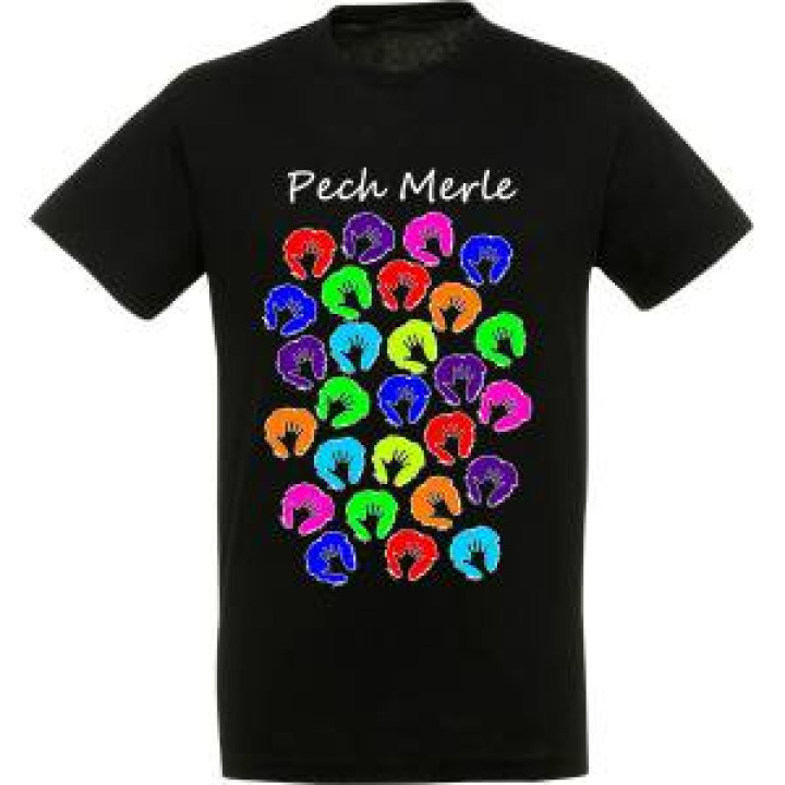 Tshirt unisexe Mains en Couleurs Pech Merle Noir Profond XS