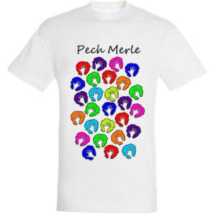 T-shirt unisexe Mains en Couleurs Pech Merle Blanc M