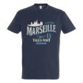T-shirt unisexe Marseille (Dessin Marseille) Authentique Original 13 Vieux Port Provence Kaki XS