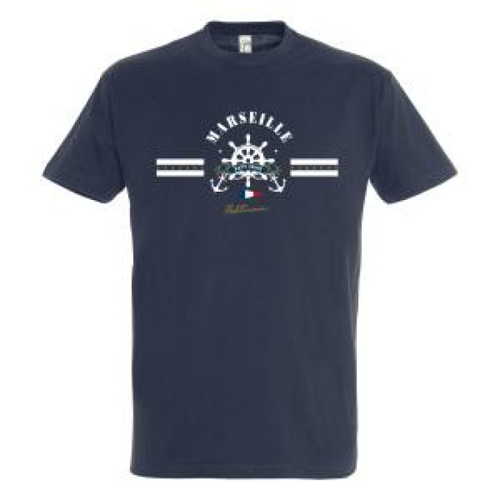 Tshirt unisexe Marseille Navy Cruise Méditerranée Blanc M
