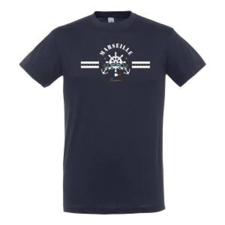 Tshirt unisexe Marseille Navy Cruise Provence Blanc S