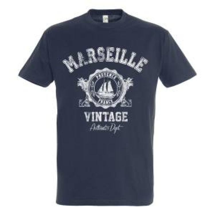 T-shirt unisexe Marseille Vintage Blanc L