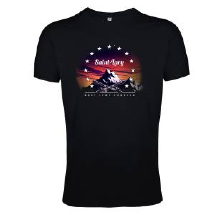 Tshirt unisexe Montagne Etoiles Saint Lary Noir Profond M
